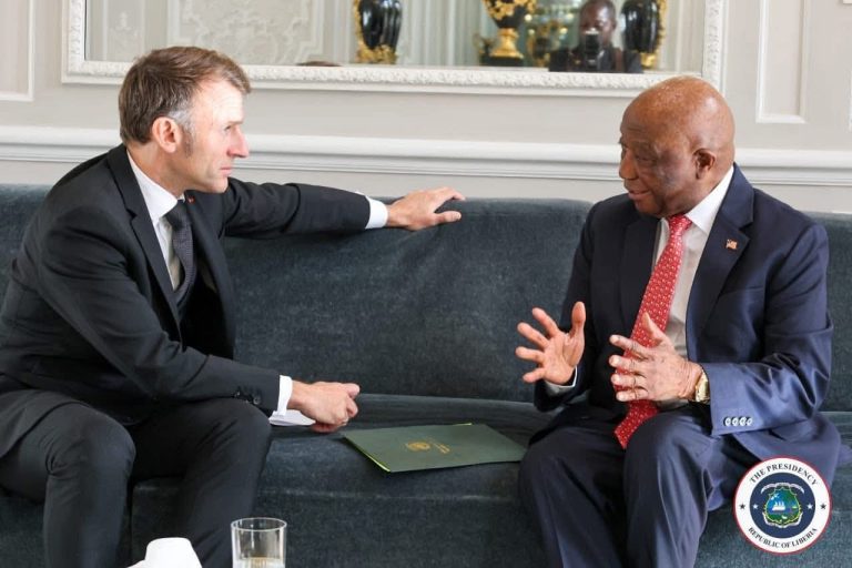 Boakai Asks Macron to Back Liberia’s Bid to Chair UN Sanctions Committees During Paris Talks